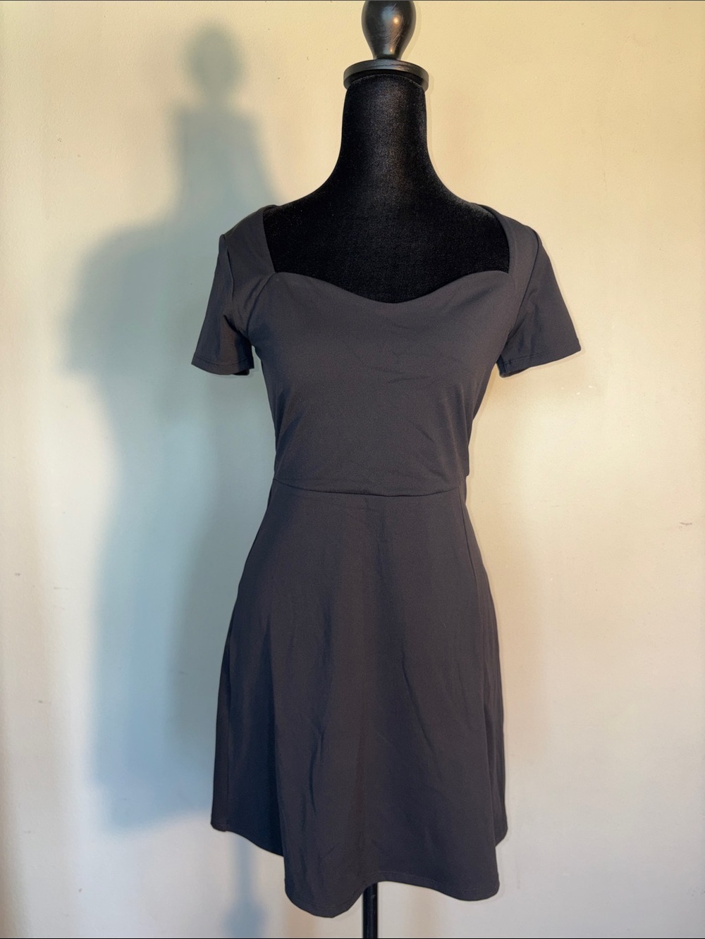 Sweetheart Neck Mini Dress in Charcoal Black
